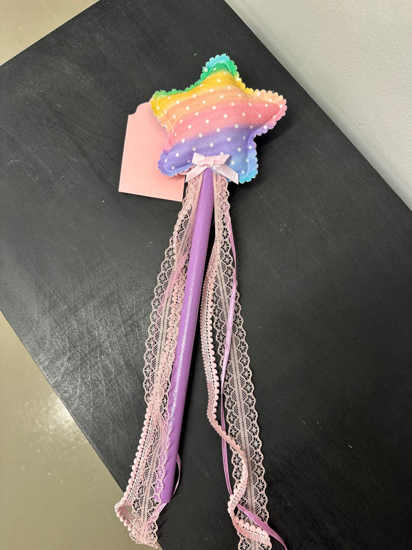 08 - Whimsical Rainbow Polka Dot Sewn Fairy Wand