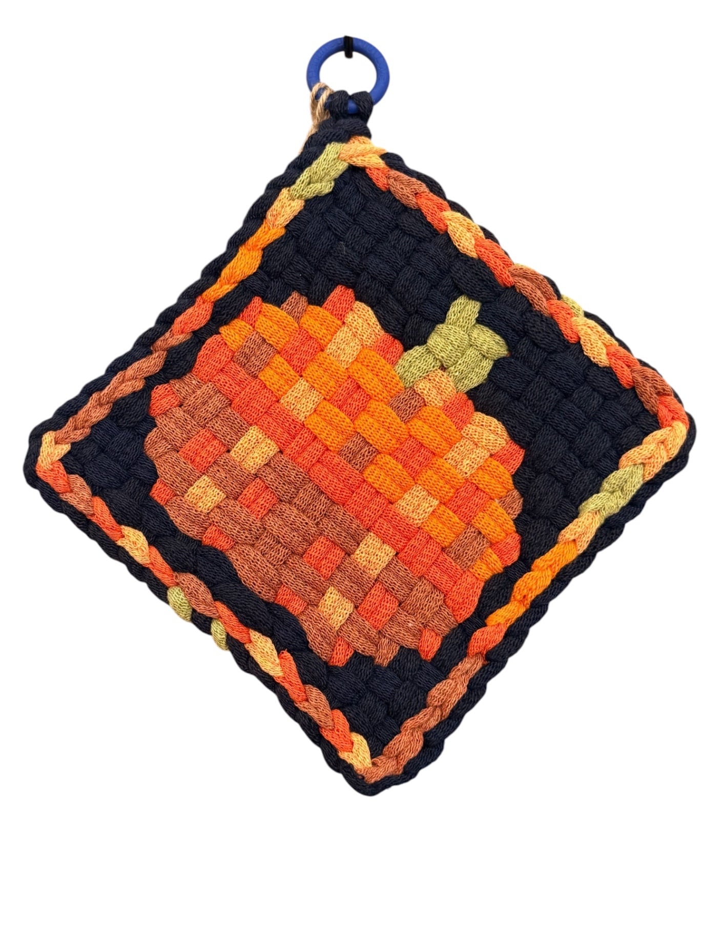 051 - Orchard Pumpkin Loom Woven Potholder