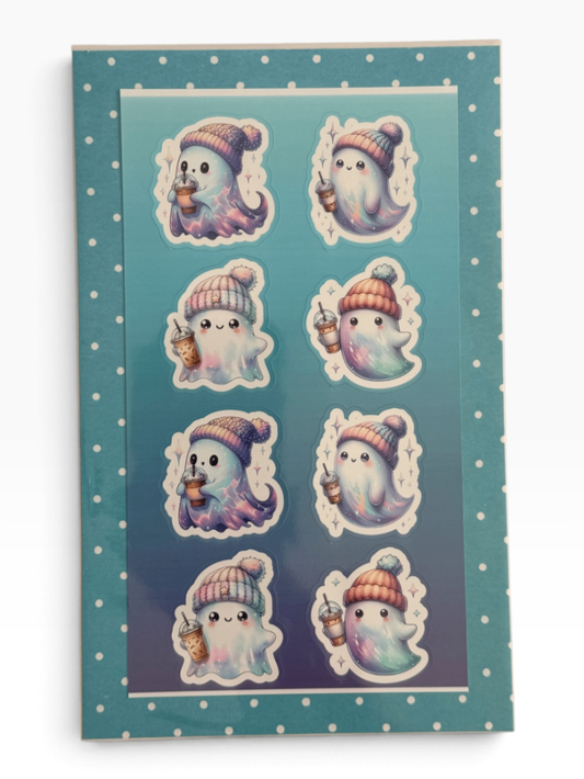 060 - Cozy Coffee Ghosts Sticker Sheet