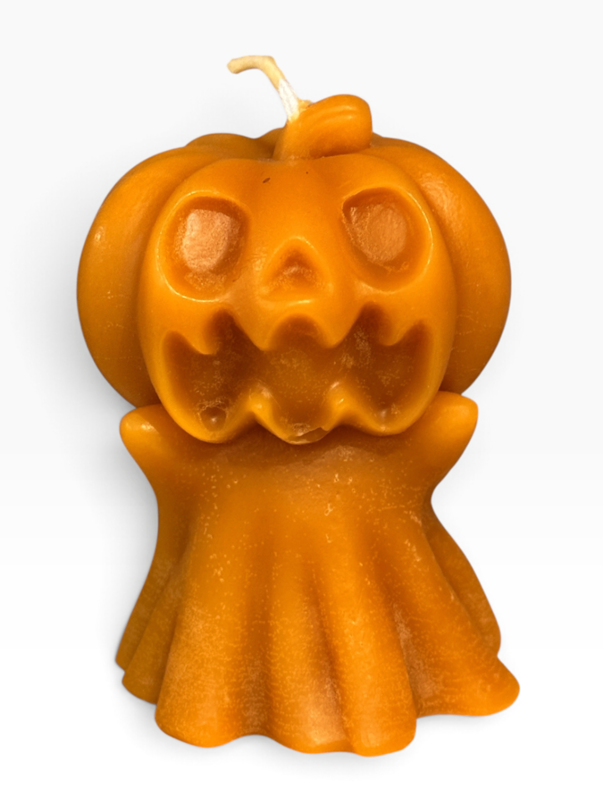 055 - Pumpkin Ghost Beeswax Candle