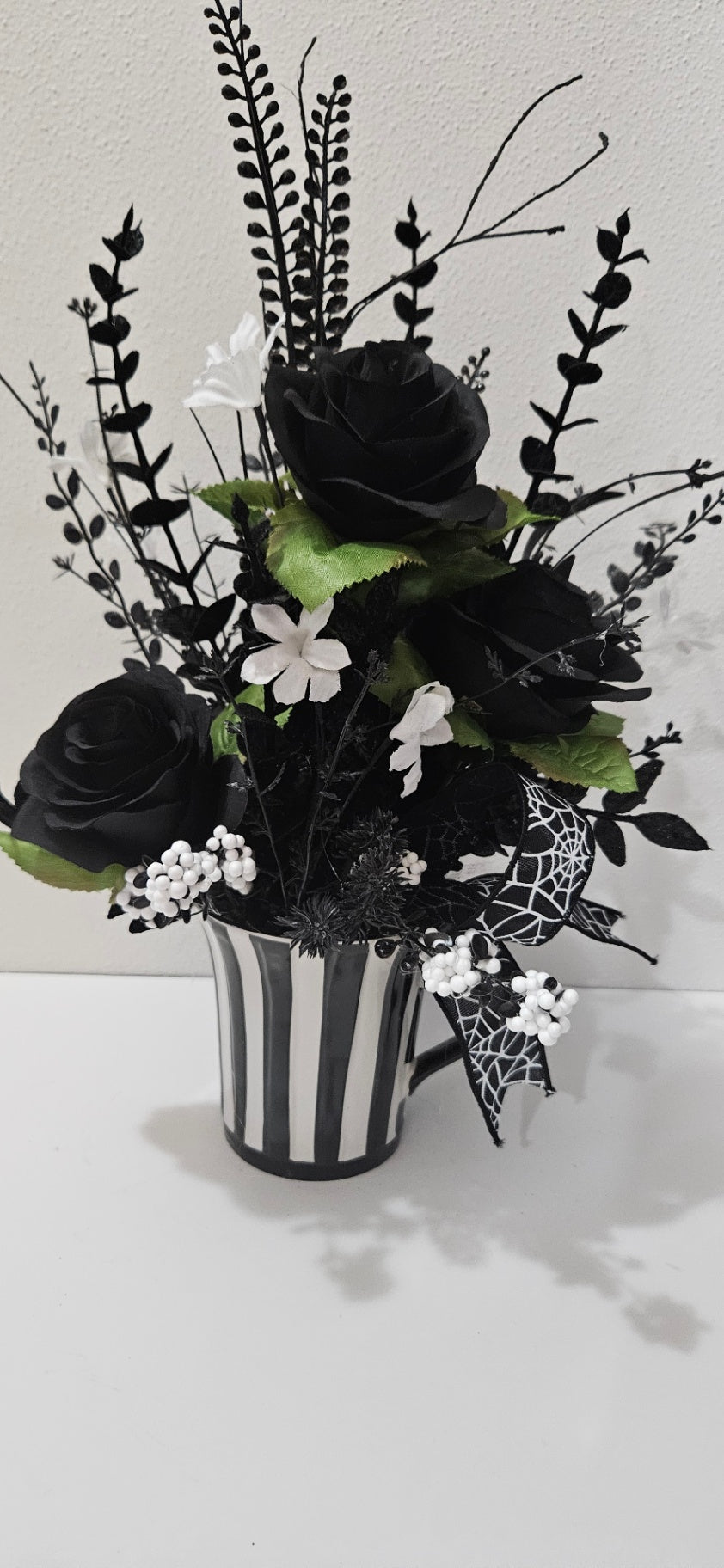054 - Halloween Black Roses Floral Arrangement