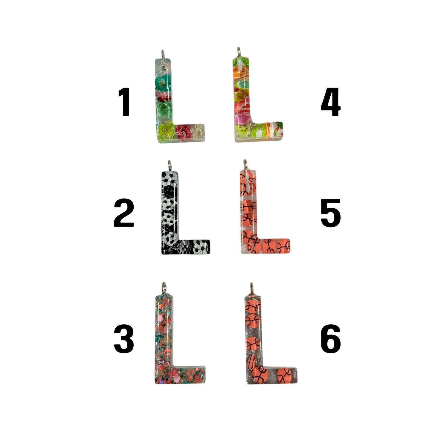 017 - Resin Letter "L" Charms for Keychains