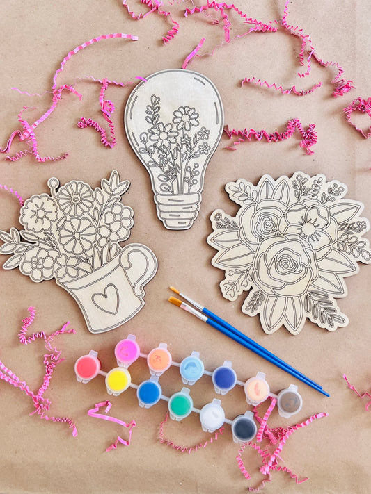 Laser Cut Engraved Wooden Spring Vibes Paint Kit | Craft Kits | Maxilyn House
