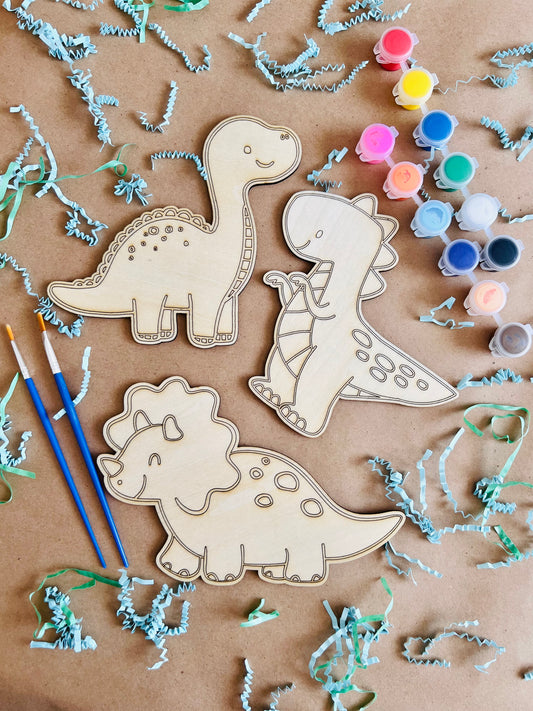 Laser Cut Engraved Wooden Dinosaur Paint Kit | Craft Kits | Maxilyn House