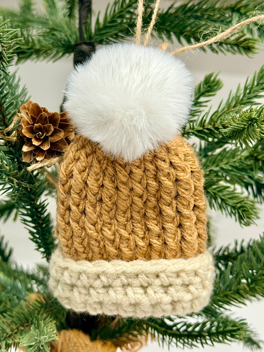 Crochet Winter Pom Pom Beanie Ornament