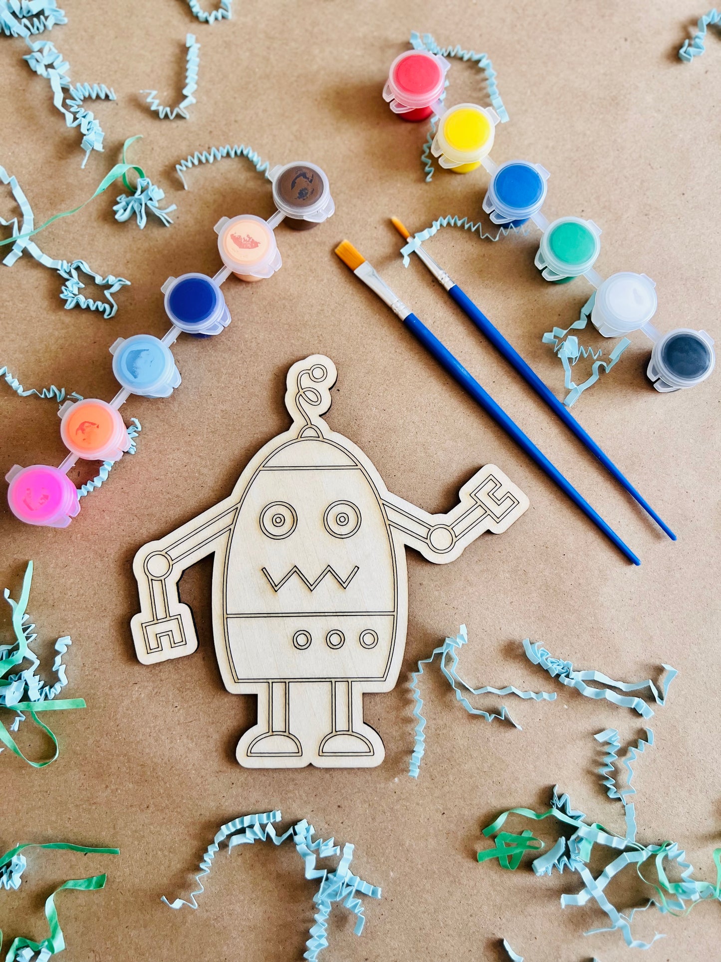Laser Cut Engraved Wooden Robot Paint Kit | Craft Kits | Maxilyn House