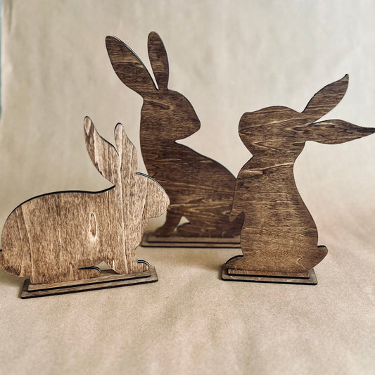 Farmhouse Wooden Floral Easter Bunny Shelf Sitter | Rustic Wood Home Decor | Maxilyn House