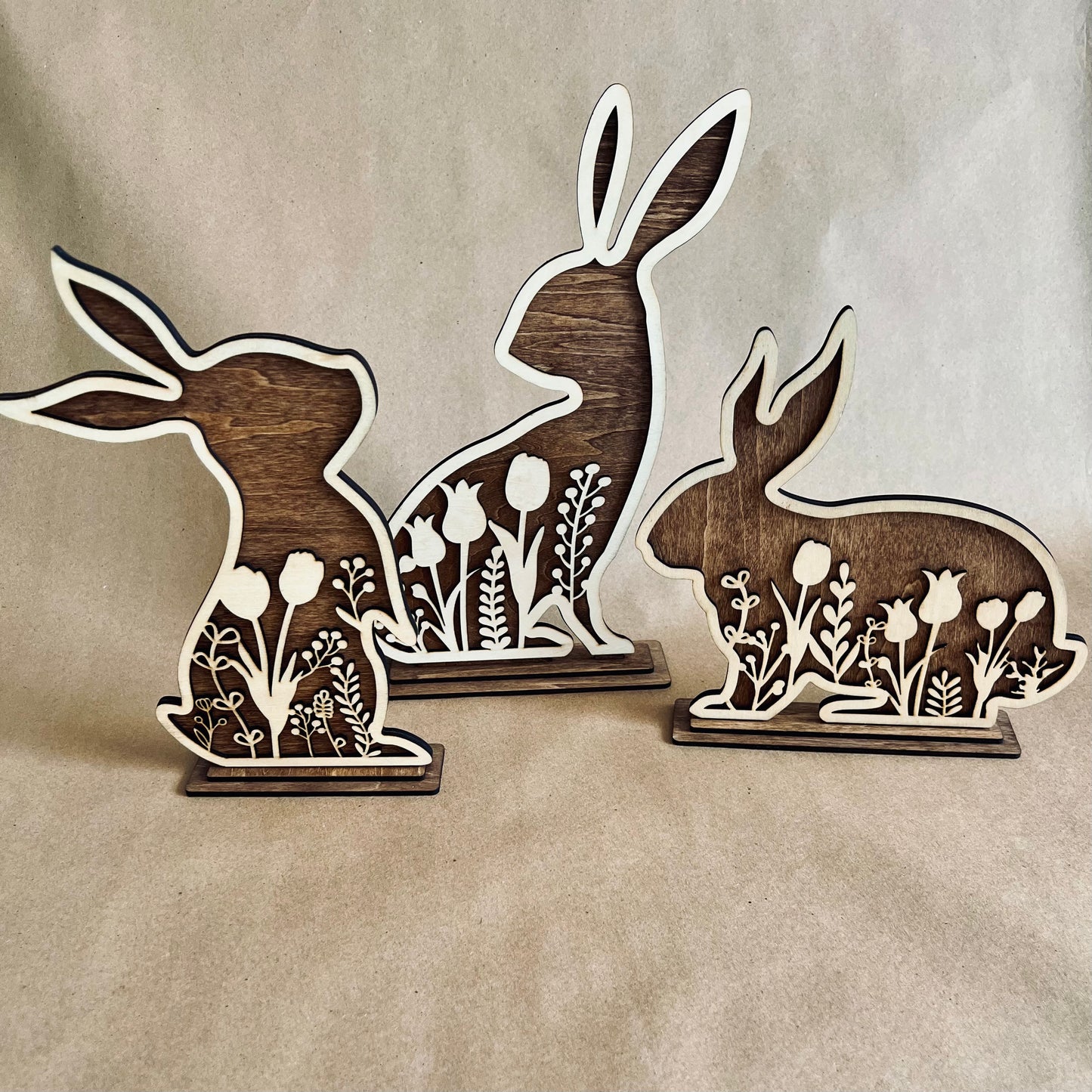 Farmhouse Wooden Floral Easter Bunny Shelf Sitter | Rustic Wood Home Decor | Maxilyn House