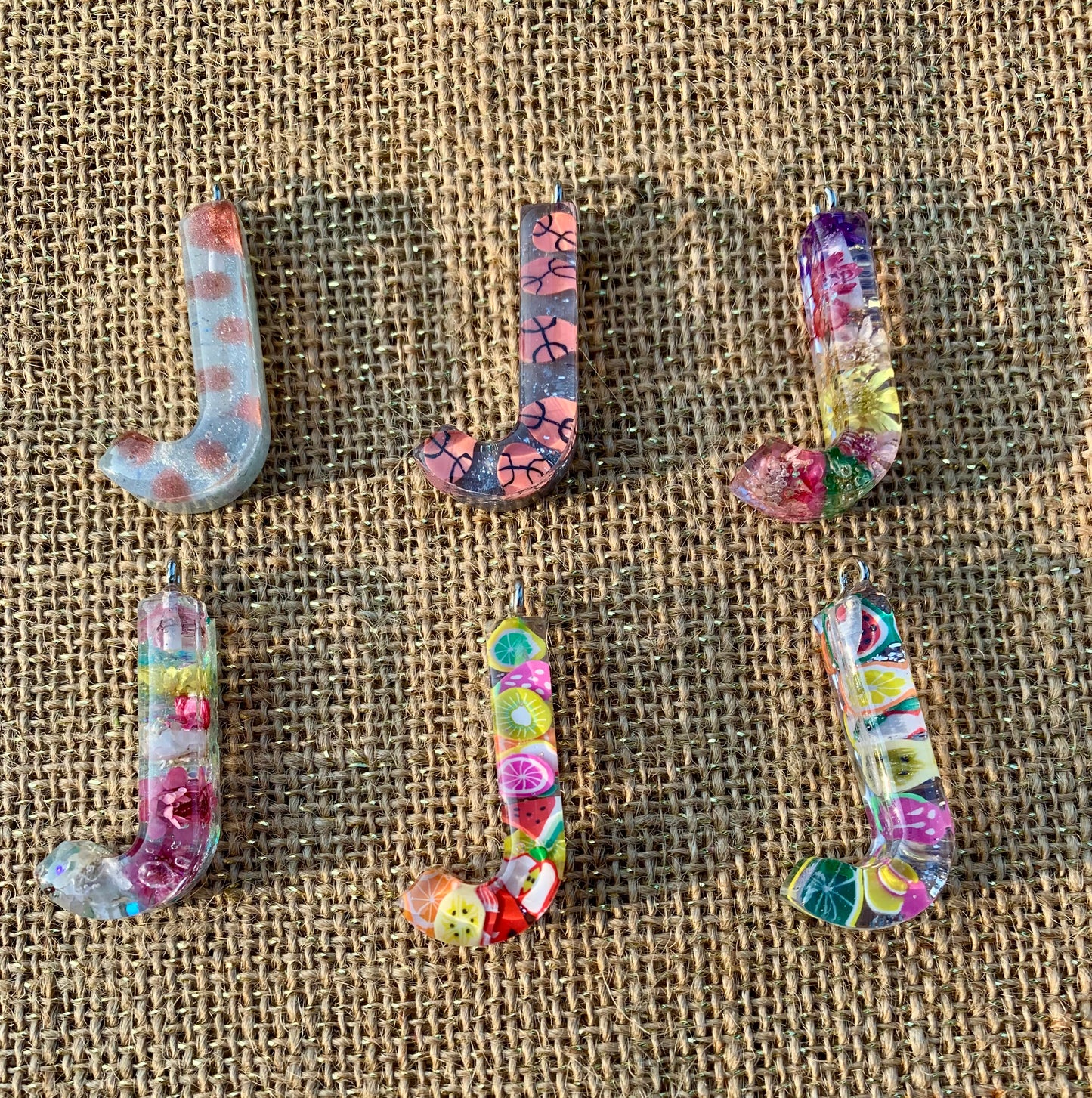 017 - Resin Letter "J" Charms for Keychains