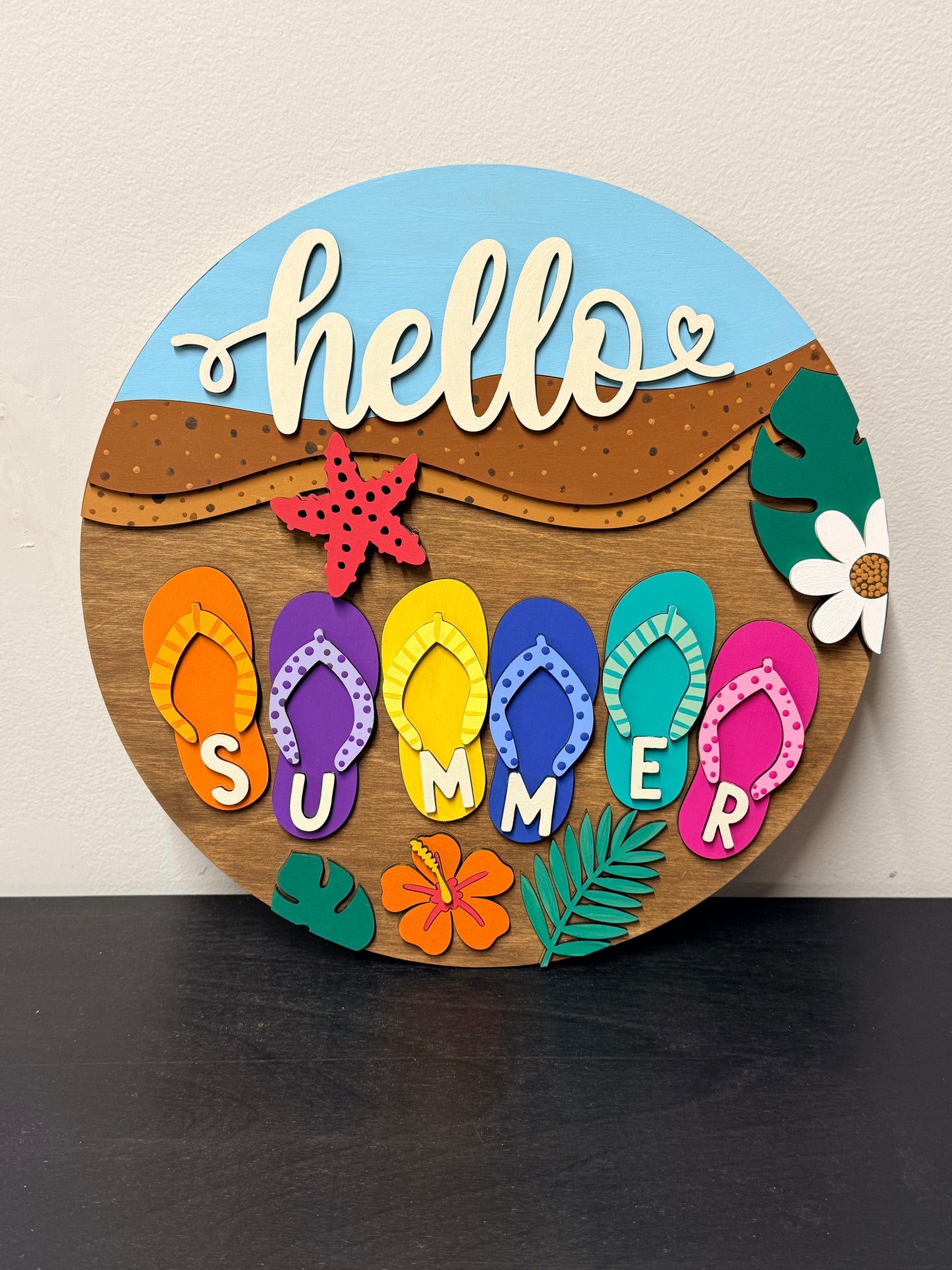Hello Summer Flip Flop Round Sign | Creative Table Project