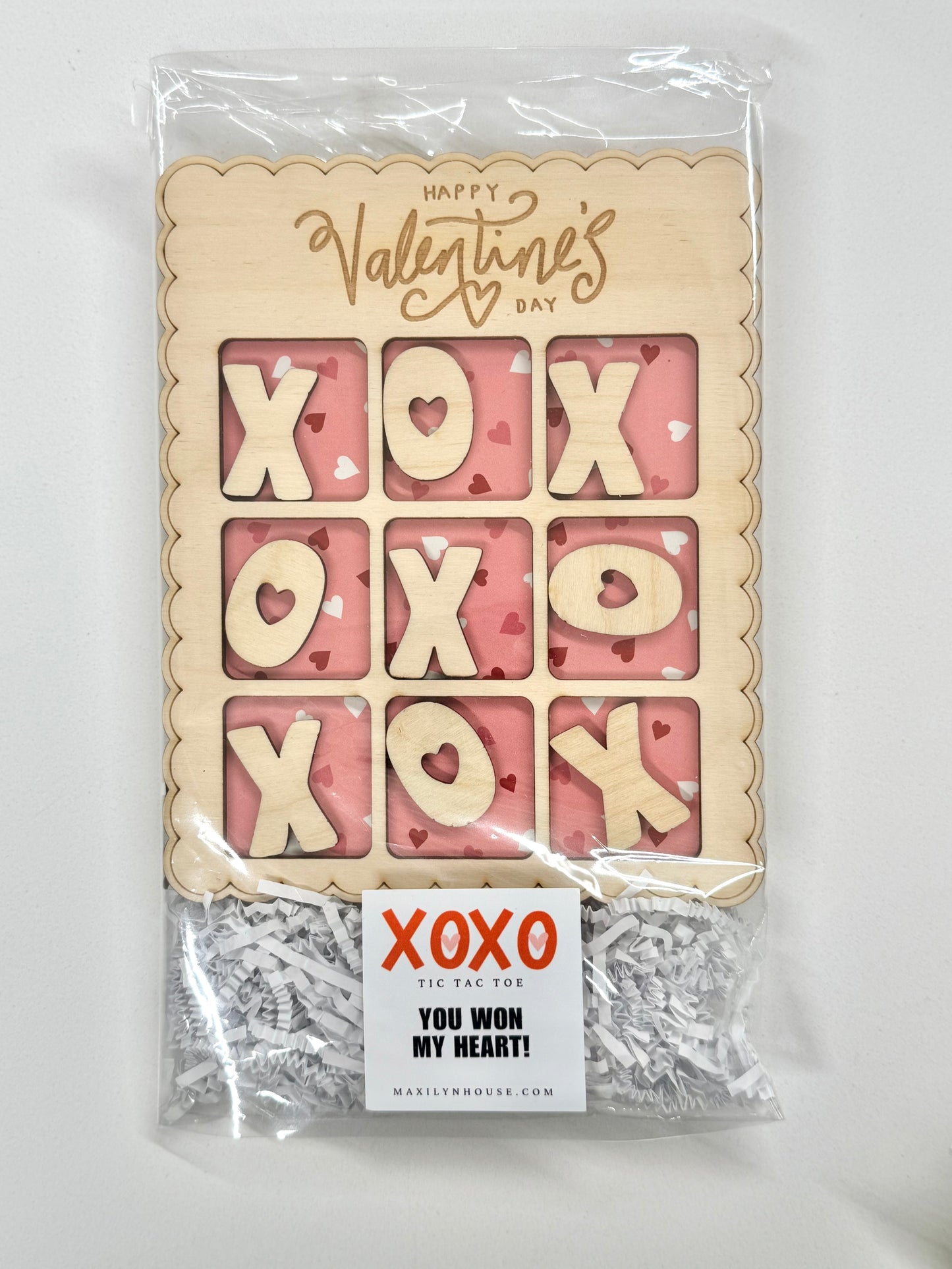 Valentine's Day Wooden Tic Tac Toe Game Board