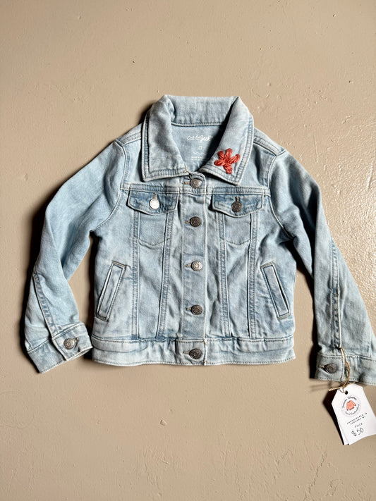 033 - Floral Embroidered Jean Jacket 3T