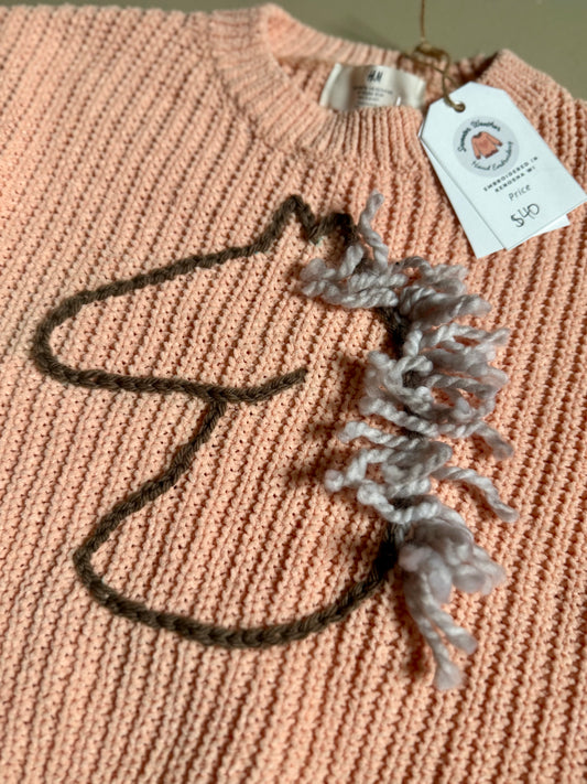 033 - Pink Embroidered Horse Sweater 5T