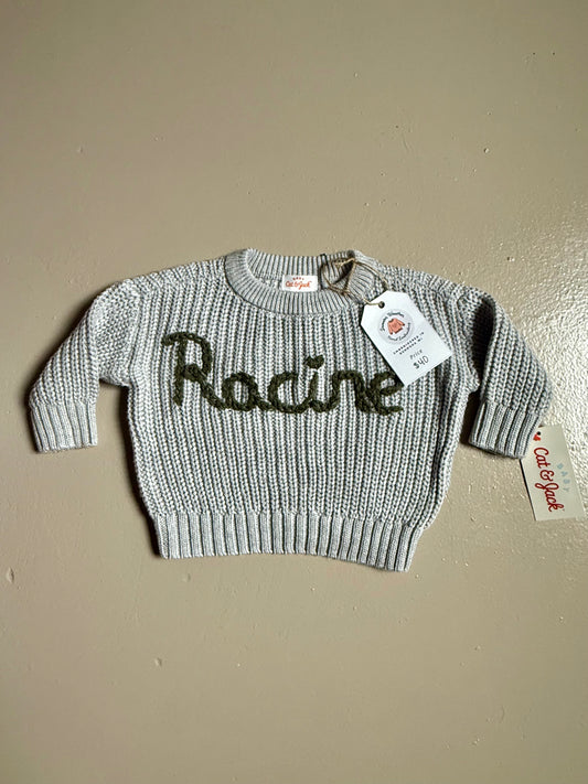 033 - Gray Embroidered Racine Pride Sweater 0-3 Months