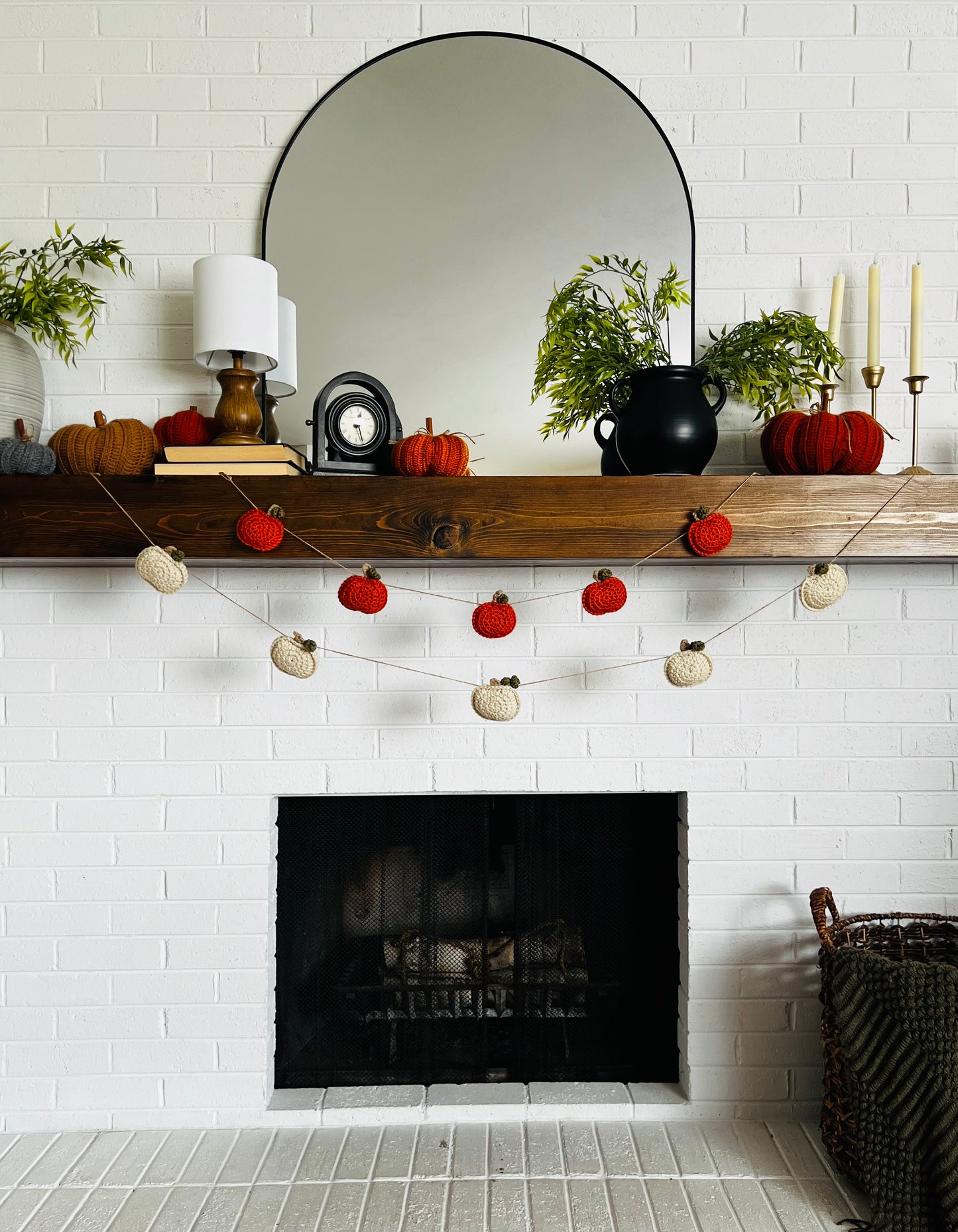 Crochet Off White Pumpkin Garland