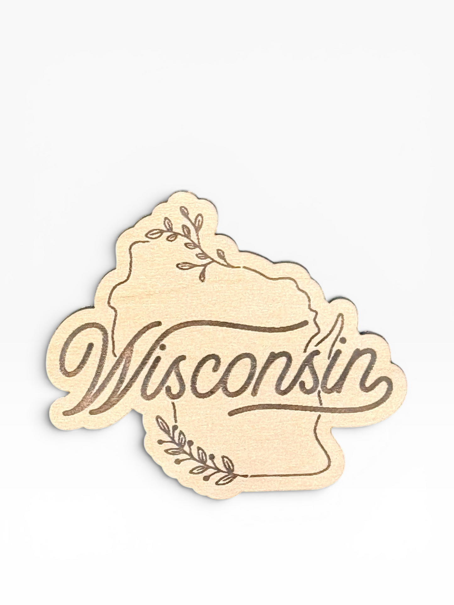 Wisconsin Floral Wooden Magnet