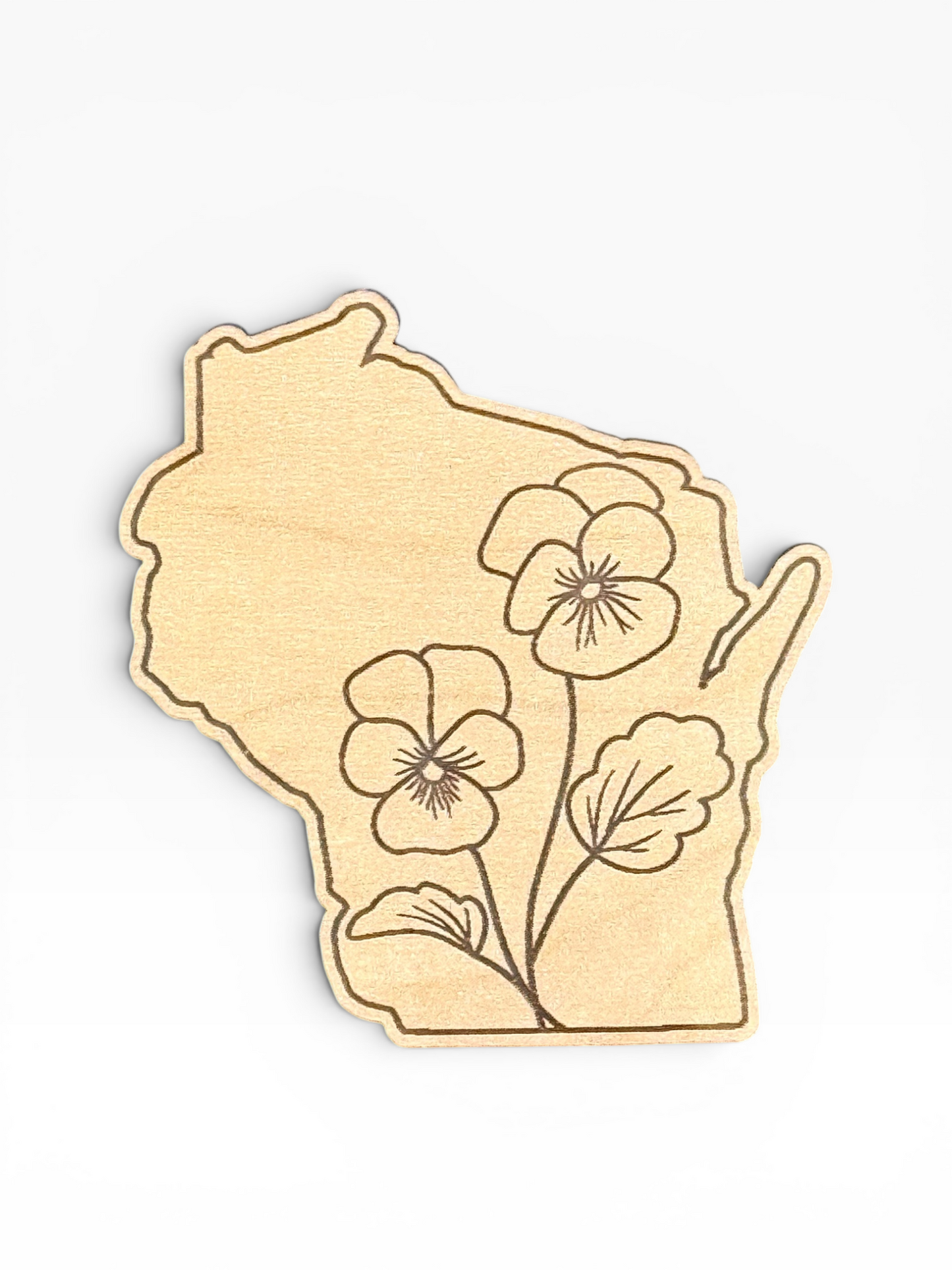 Wood Violet Wisconsin Wooden Magnet