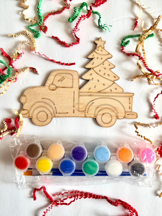 Christmas Tree Truck Wood Paint Kit