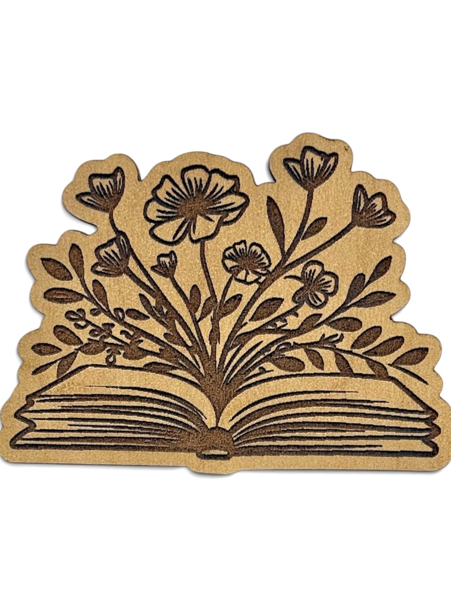 Floral Book Wooden Magnet