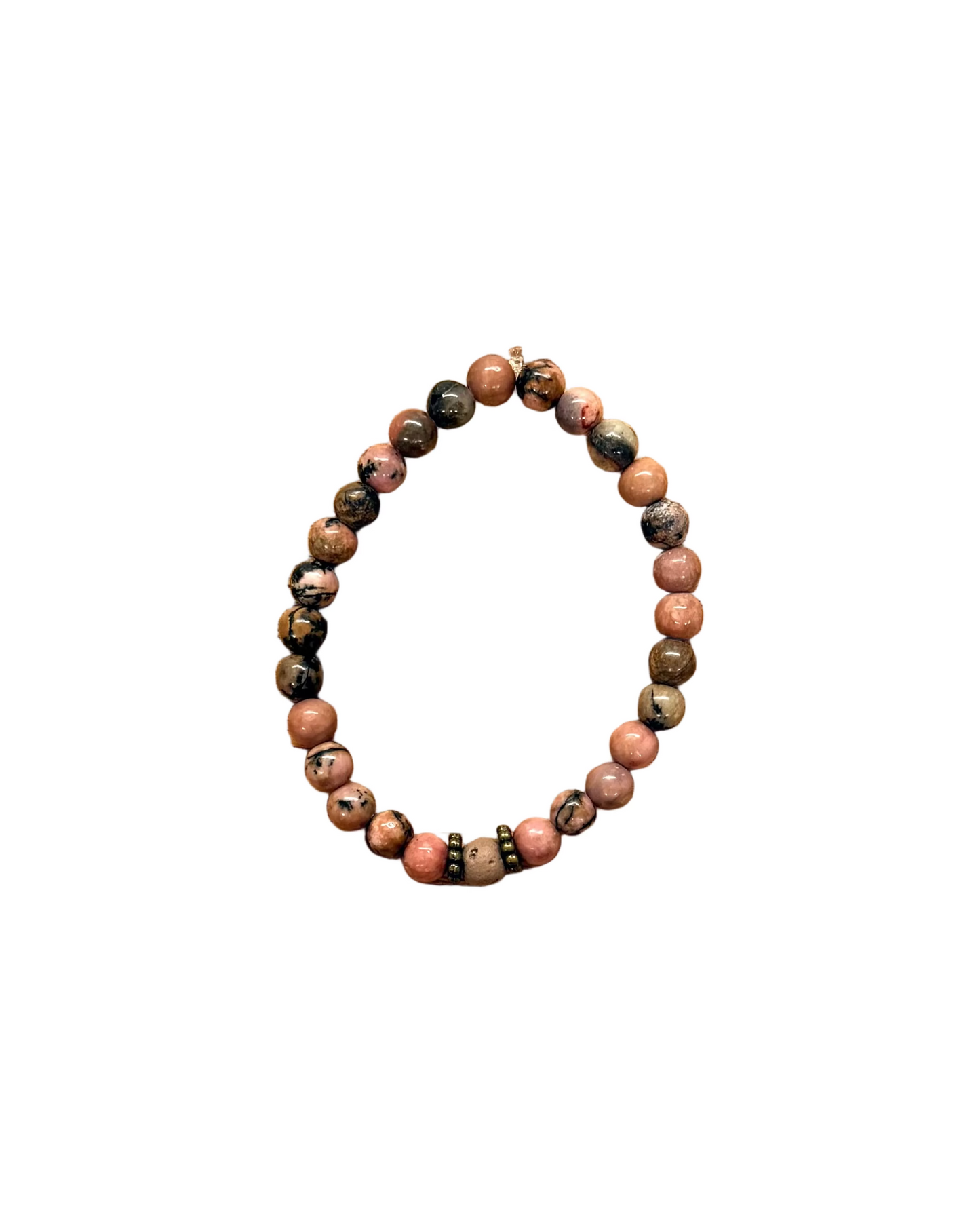 022 - Pink Earthy Marble Beaded Bracelet