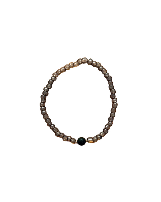 022 - Translucent Gray Seed Bead Bracelet