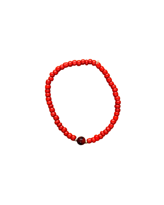 022 - Red Seed Bead Bracelet