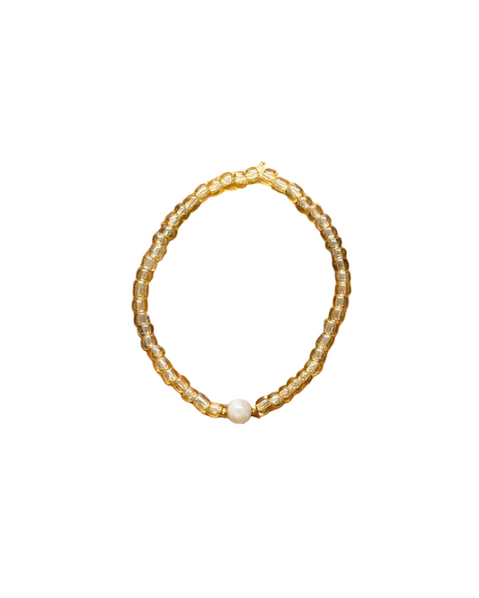 022 - Clear Gold Seed Bead Bracelet