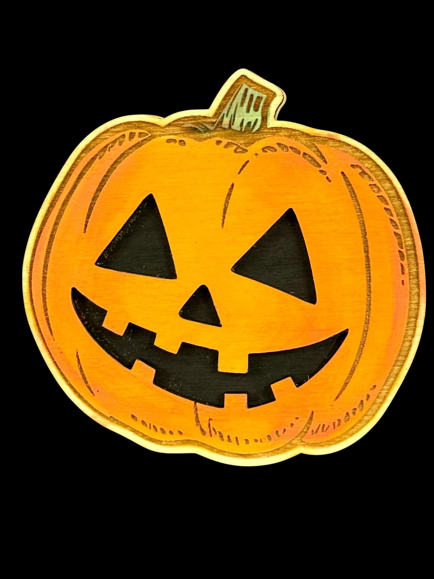 Jack O' Lantern Wood Magnet