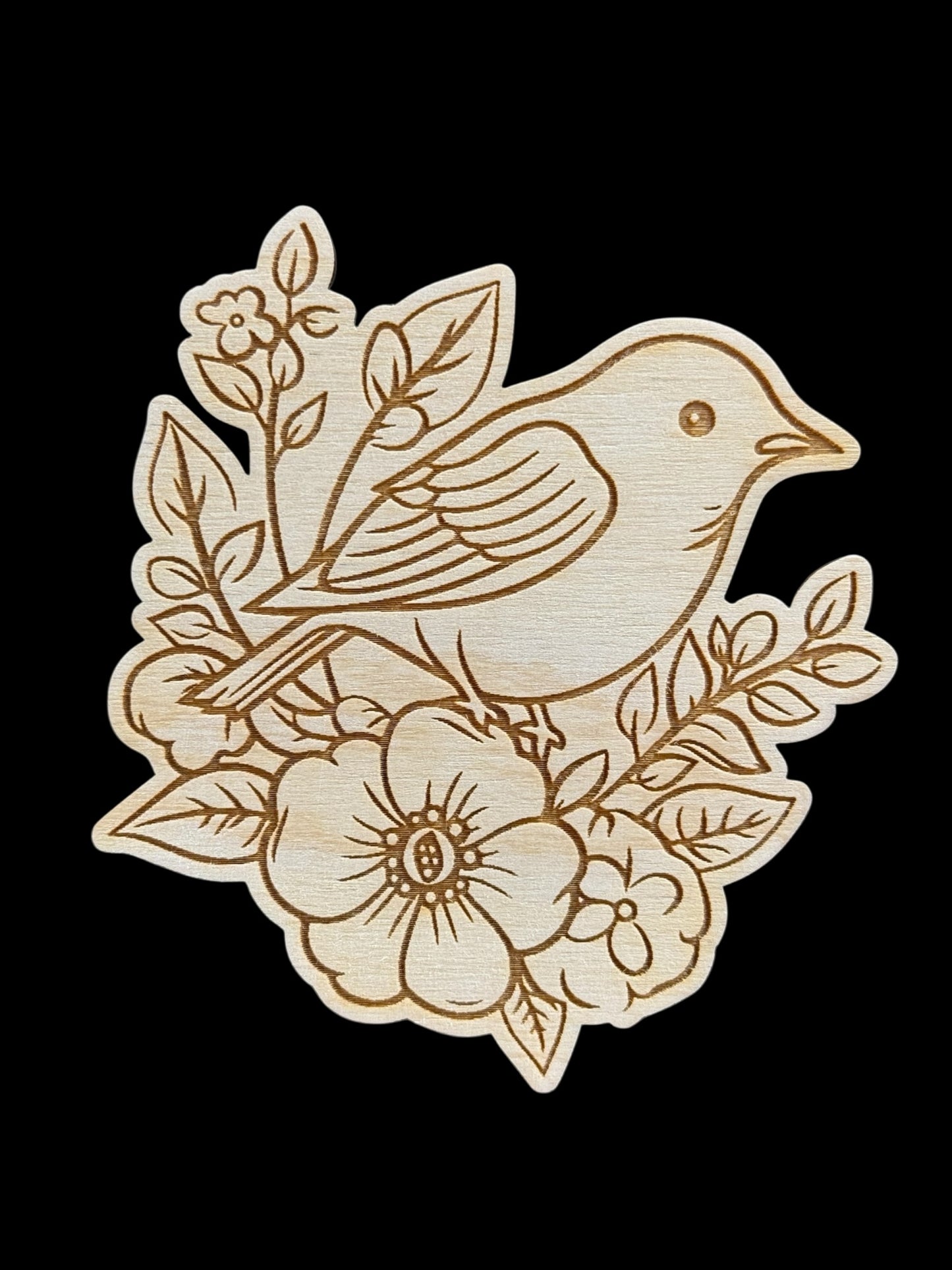 Floral Bird's Nest Wood Magnet