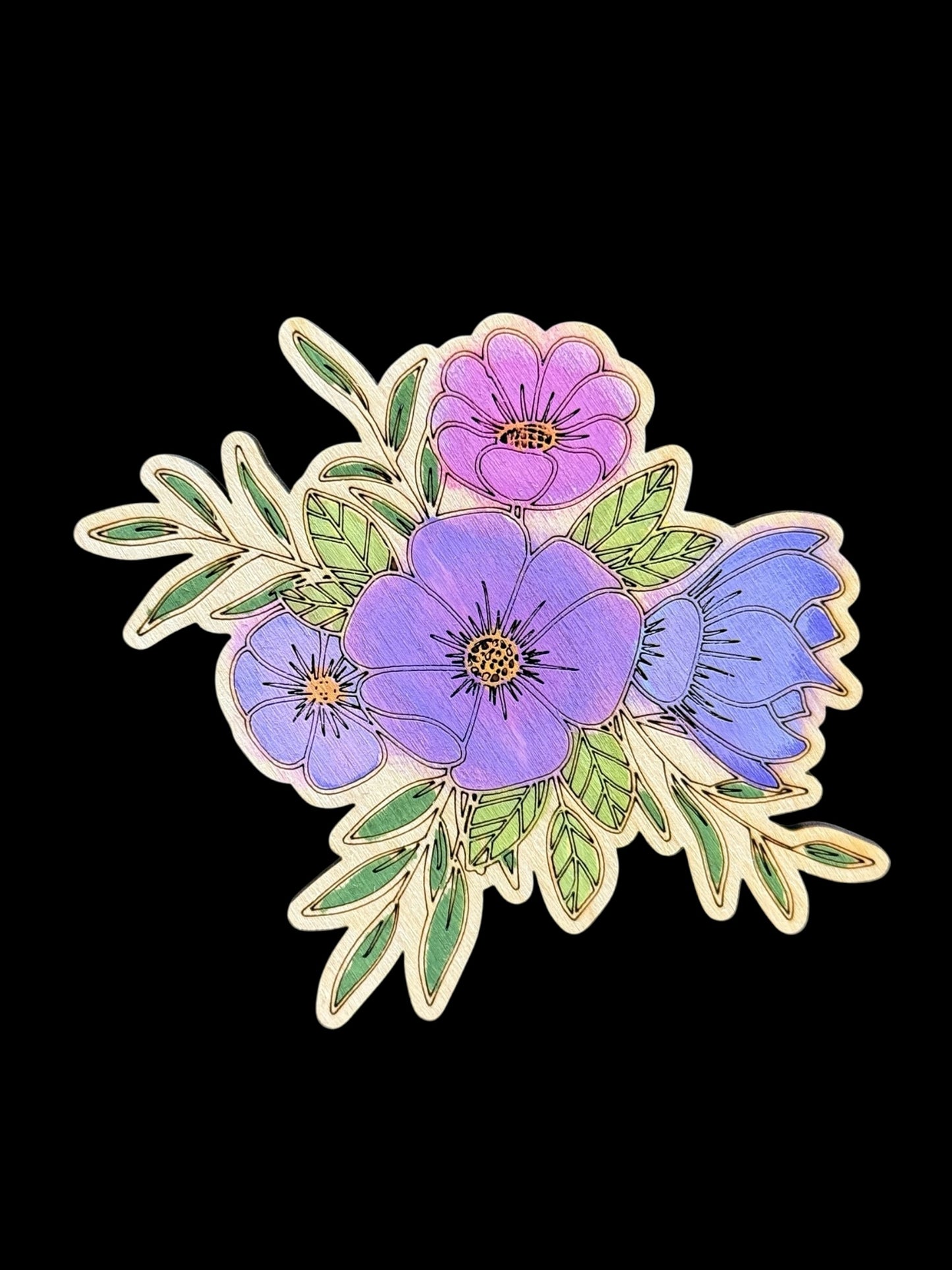 Hand Painted Wood Floral Magnet