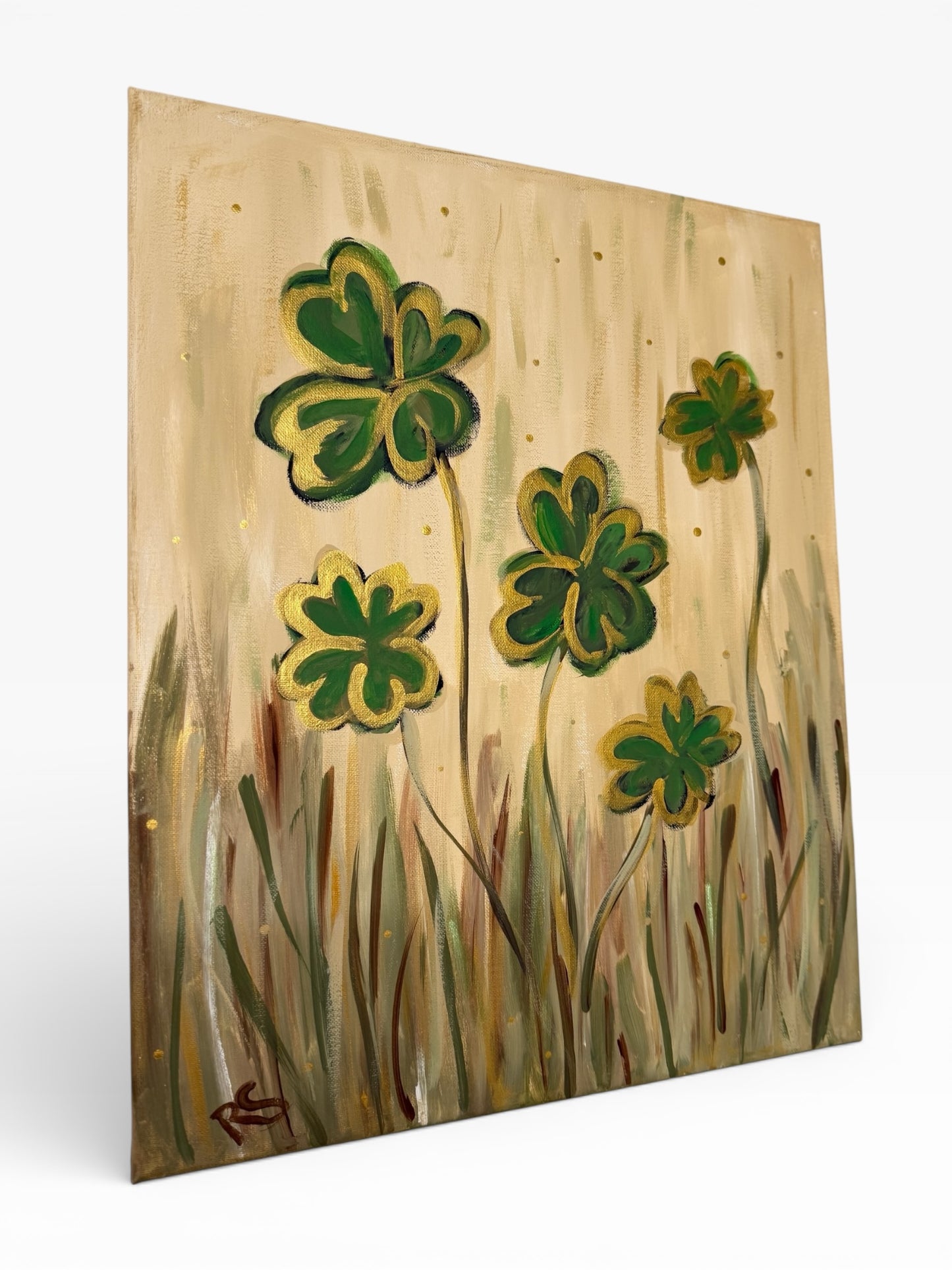 Hand-Painted Shamrock Canvas