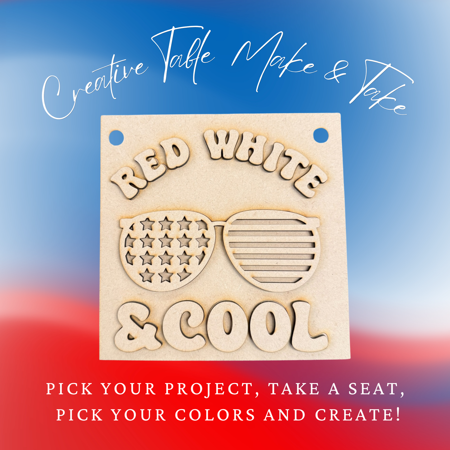 Layered Red, White & Cool Patriotic Mini Sign Creative Kit