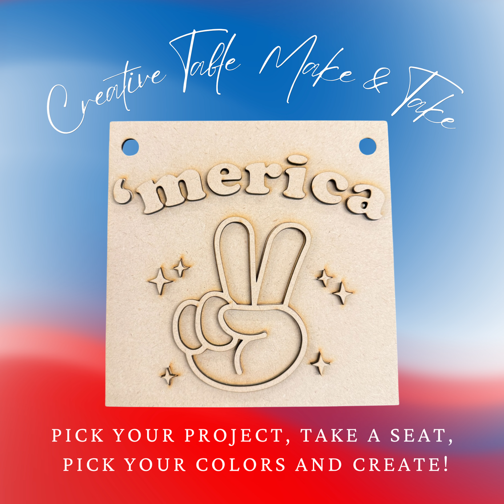 Layered 'Merica Peace Sign Patriotic Mini Sign Creative Kit