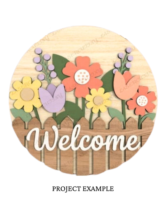 Welcome Flowers Round Sign | Creative Table Project