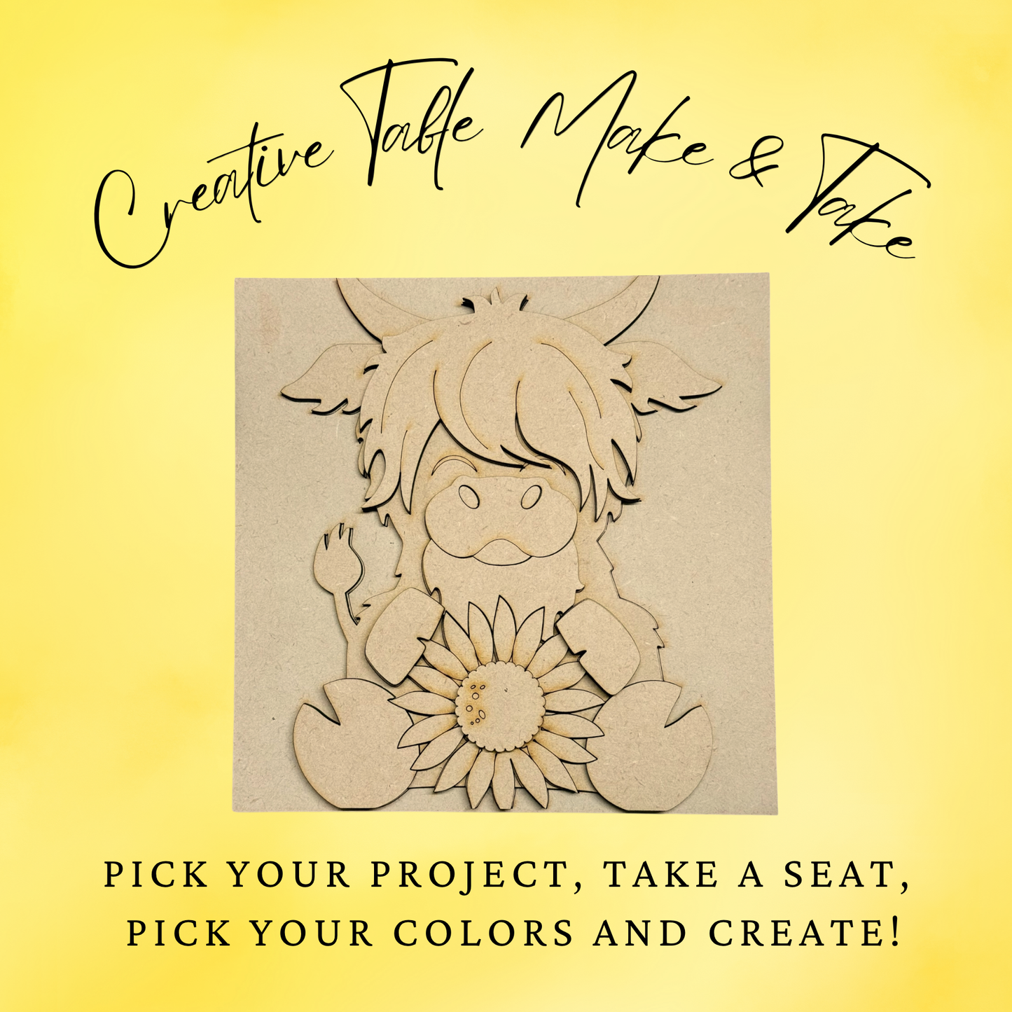Layered Sunflower Highland Cow Sign Creative Kit