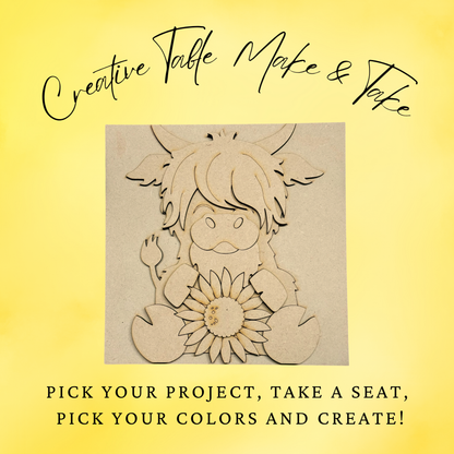 Layered Sunflower Highland Cow Sign Creative Kit