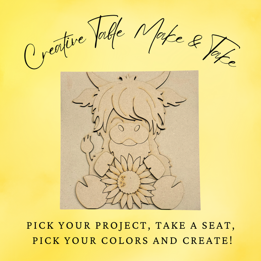 Layered Sunflower Highland Cow Sign Creative Kit
