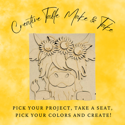 Layered Sunflower Flower Crown Highland Cow Sign Creative Kit