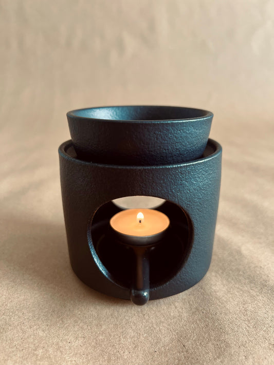 Black Ceramic Tea Light Wax Warmer with Dish | Home Decor | Maxilyn House