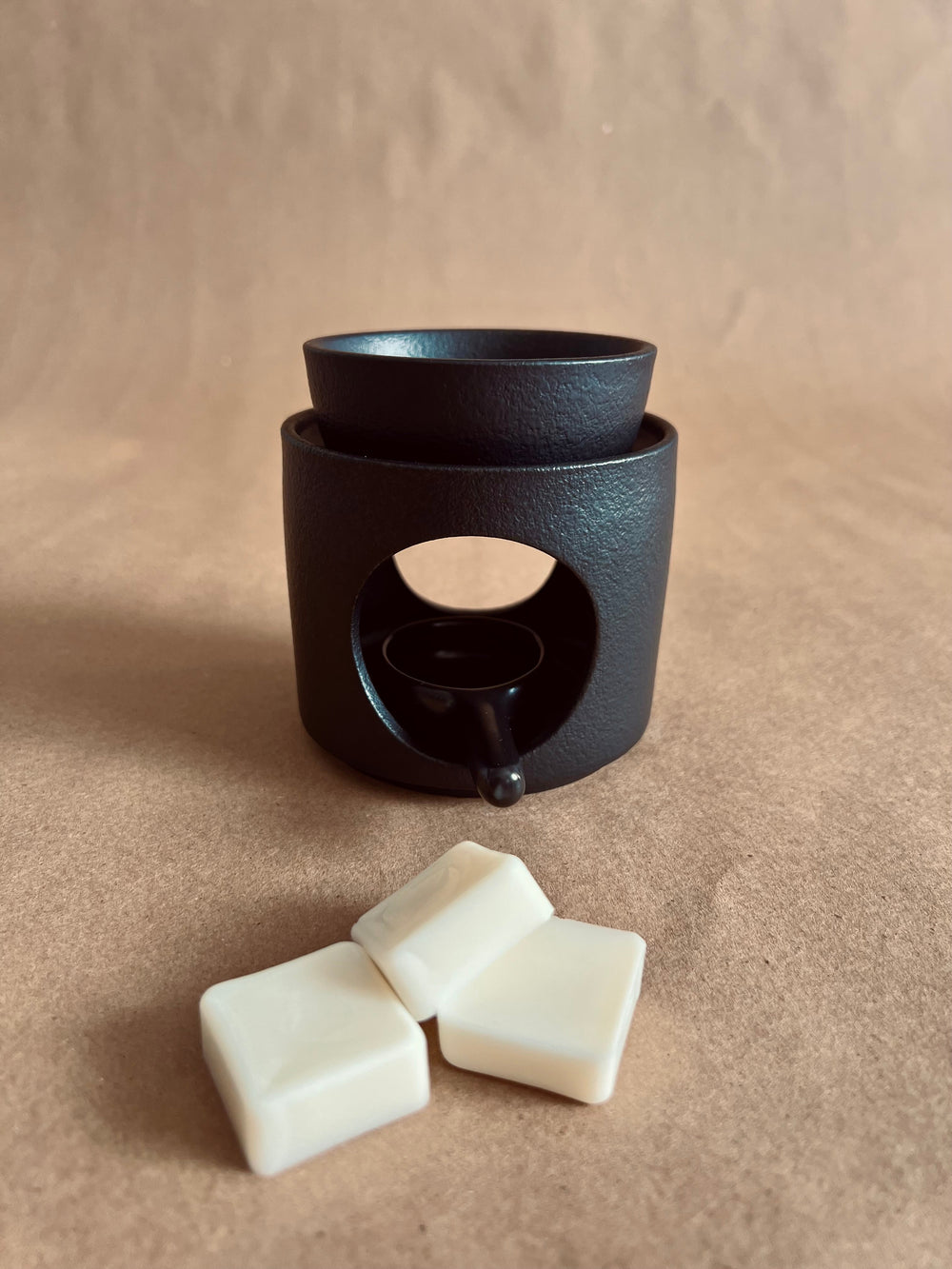Black Ceramic Tea Light Wax Warmer with Dish | Maxilyn House