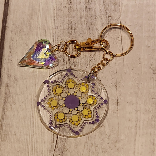 Hand-painted Mandala Keychain Clear Prism