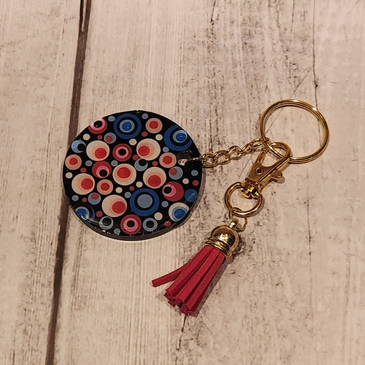Hand-painted Mandala Keychain Black Bubble