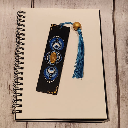 Hand-painted Mandala Black and Blue Bookmark | Handcrafted Collective