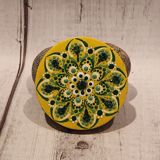 Hand-painted Mandala Yellow Magnet | Handcrafted Collective