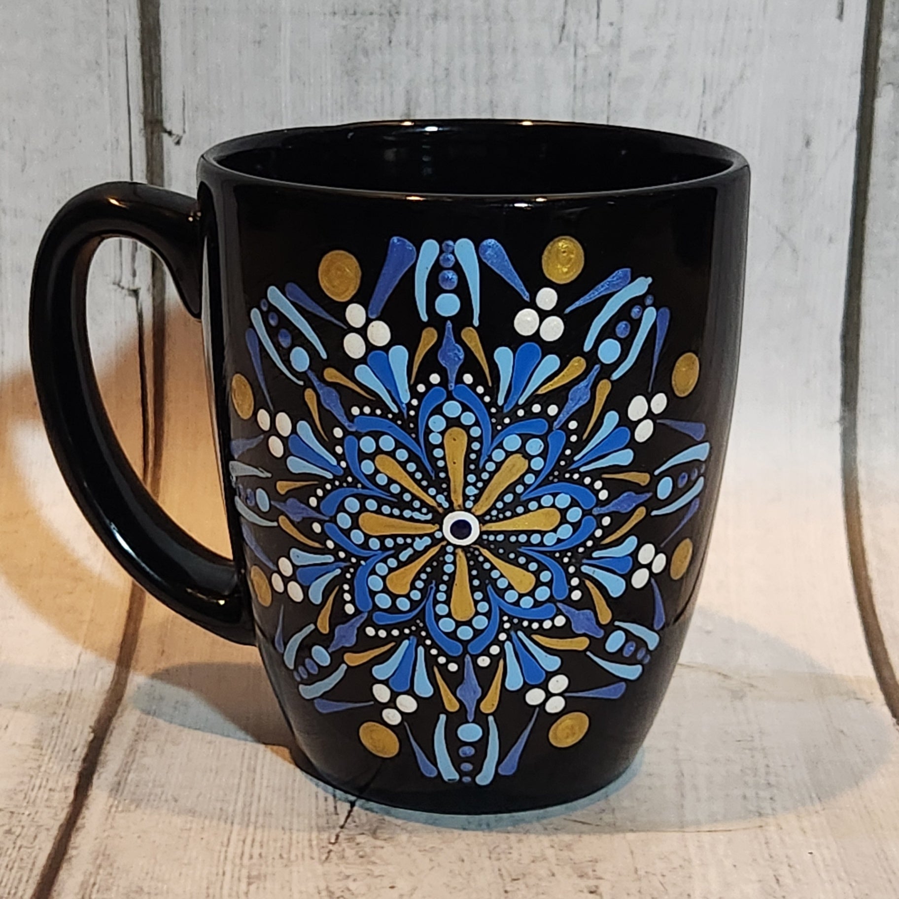 Hand-painted Blue Mandala Mug | Sara's Mandalas | Maxilyn House Handcrafted Collective