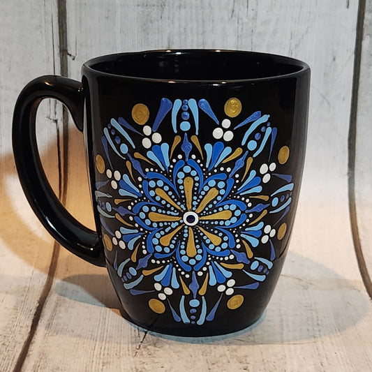 Hand-painted Blue Mandala Mug | Sara's Mandalas | Maxilyn House Handcrafted Collective