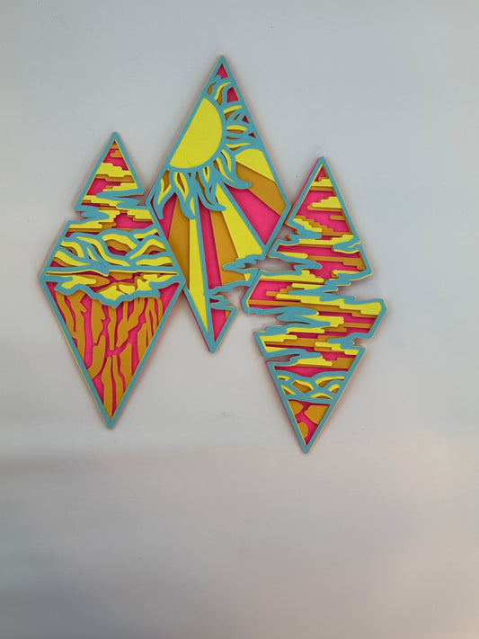 Unique Abstract Sunset Layered Paper Magnet Set