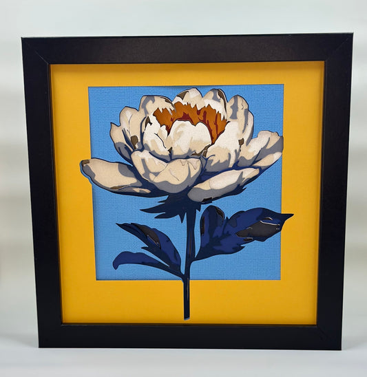 Olive Flower Layered Paper Shadowbox