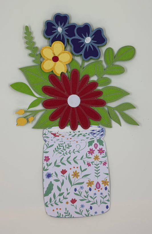 Beautiful Layered Paper Floral Bouquet Mason Jar Magnet