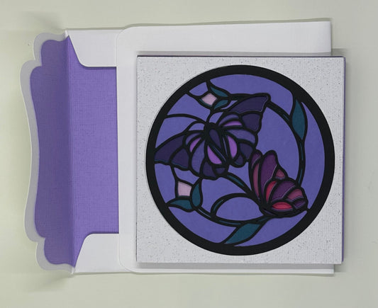 Stained Glass Inspired Butterfly Layered Paper Greeting Card